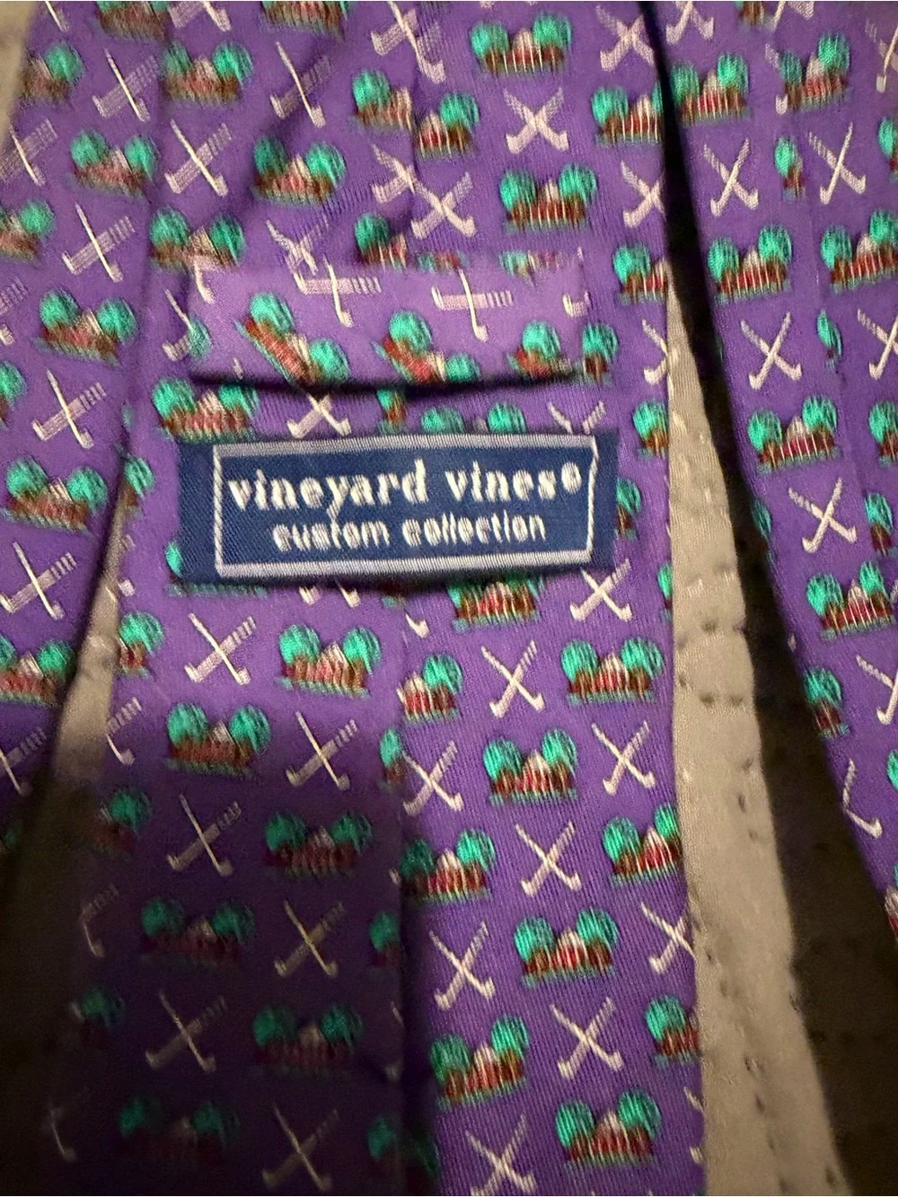Men's Colonial Golf Vinyard Vines Purple Patterned Golf Motif Tie